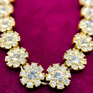 Vintage J. Crew flower rhinestones necklace
